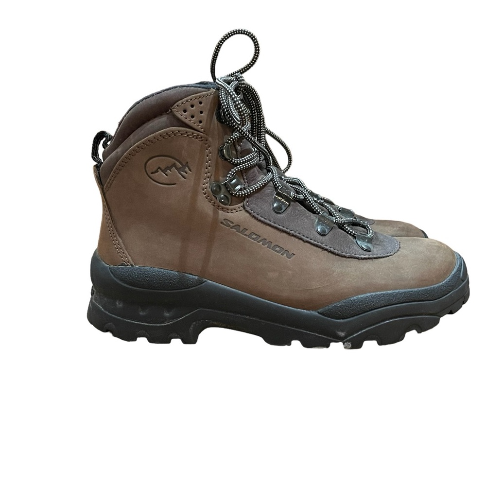 Womens Salomon Outdoor Hiking Boots Brown Leather Contagrip 8.5 Great Condition